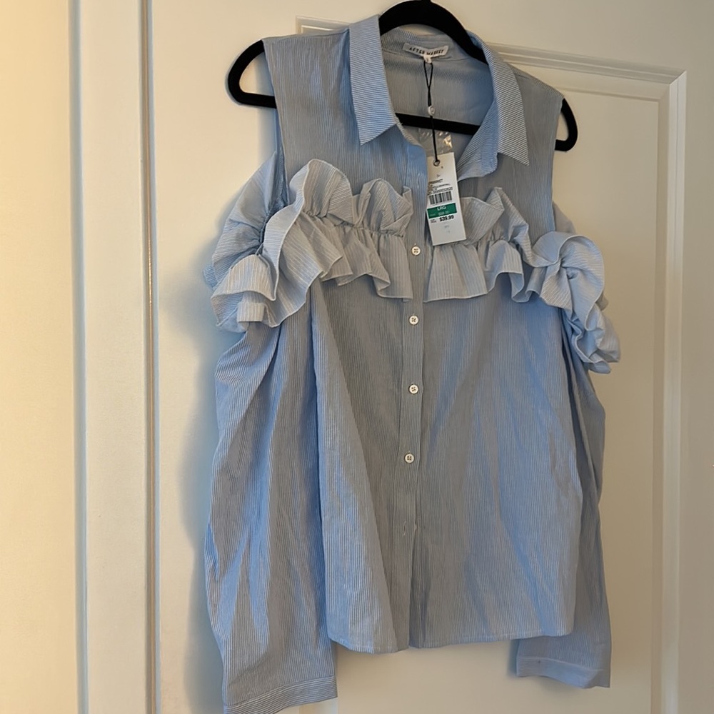 NWT After Market Stripped Blouse Size L